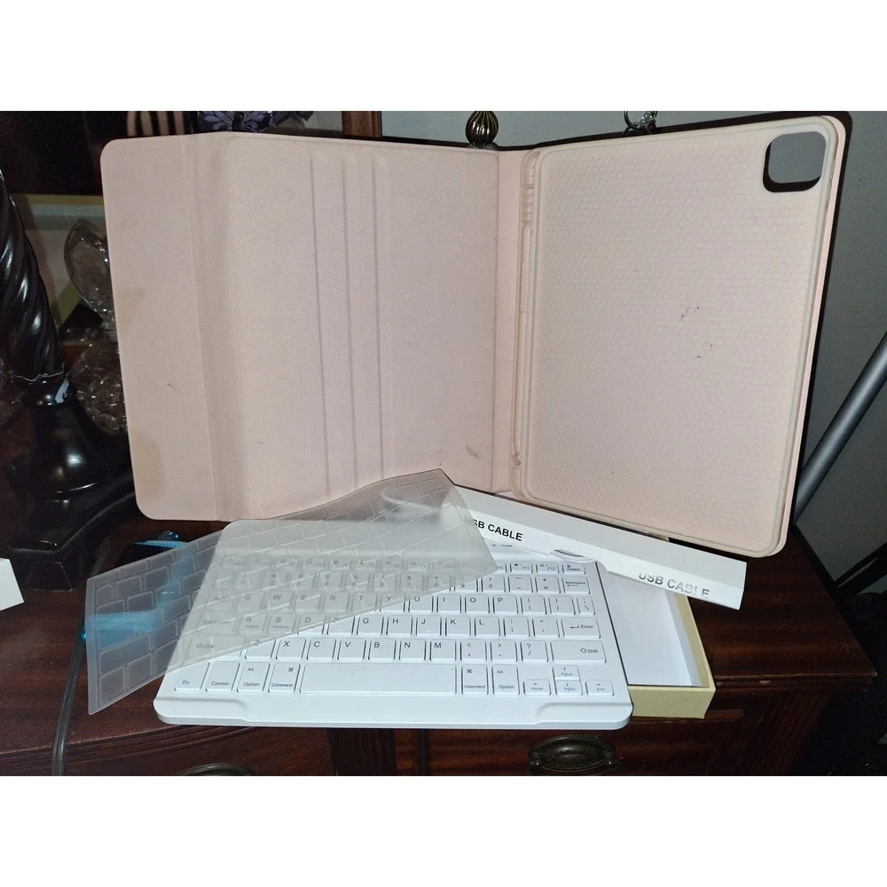Wireless Bluetooth Keyboard and Tablet Case Set Pink iOS Android Wi